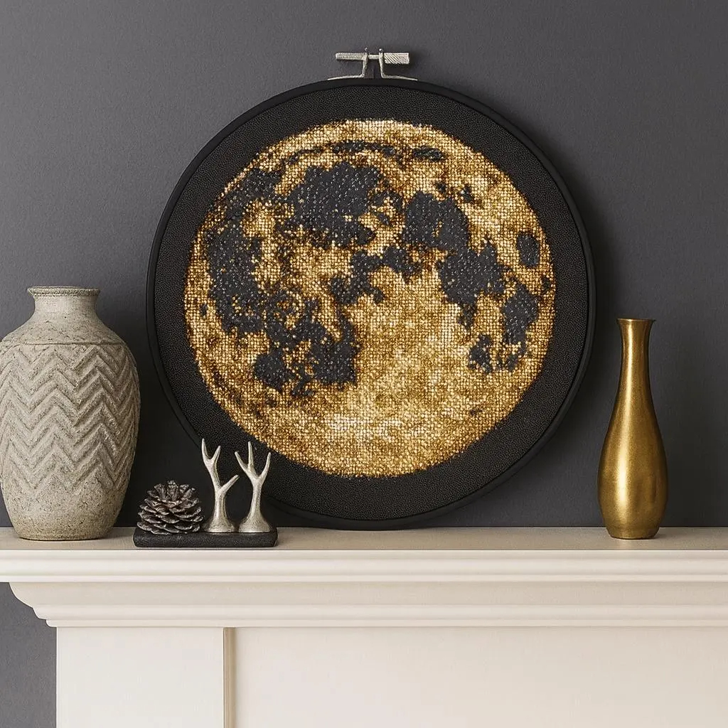 Golden Full Moon DIY Bead Embroidery Kit