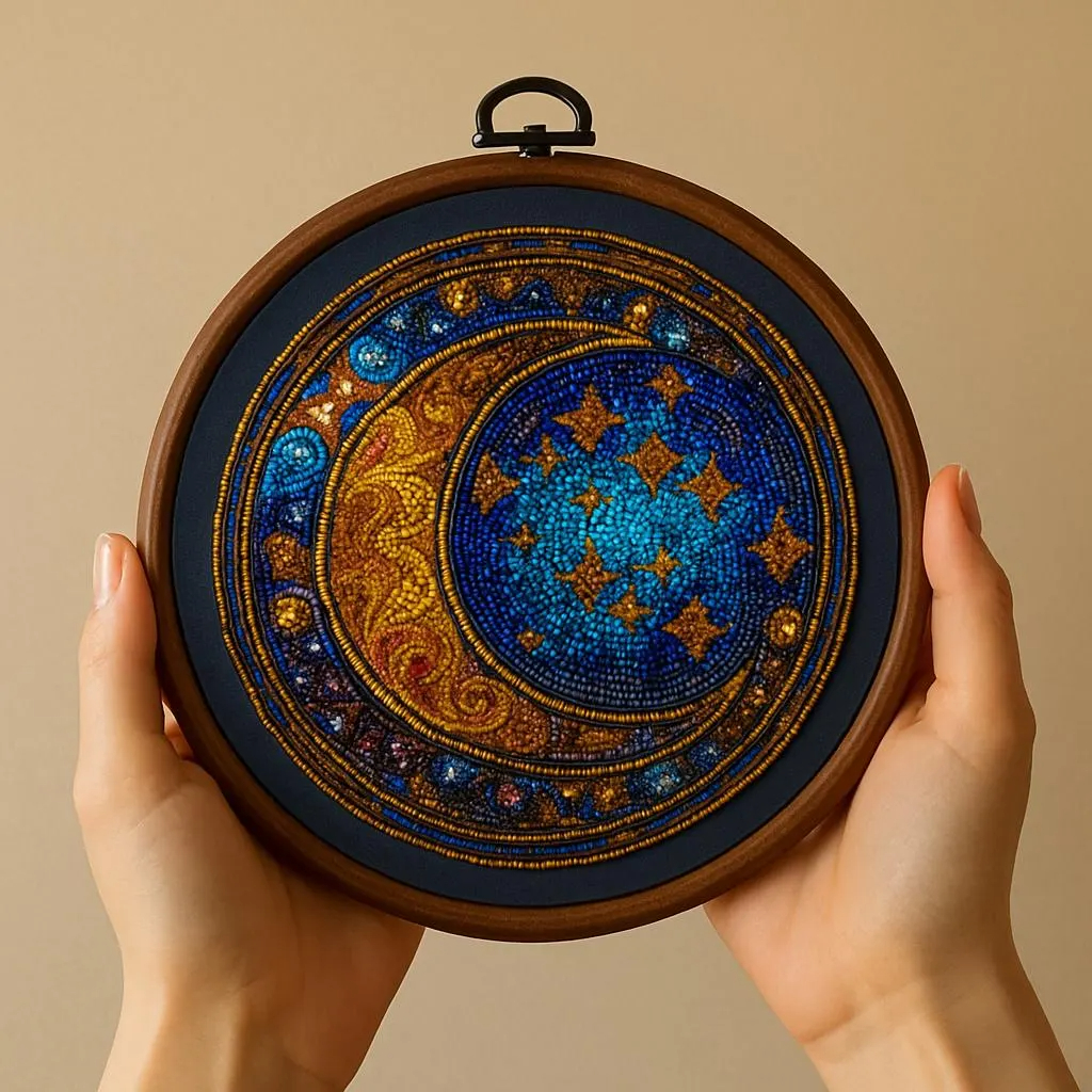 Celestial Crescent Moon DIY Bead Embroidery Kit