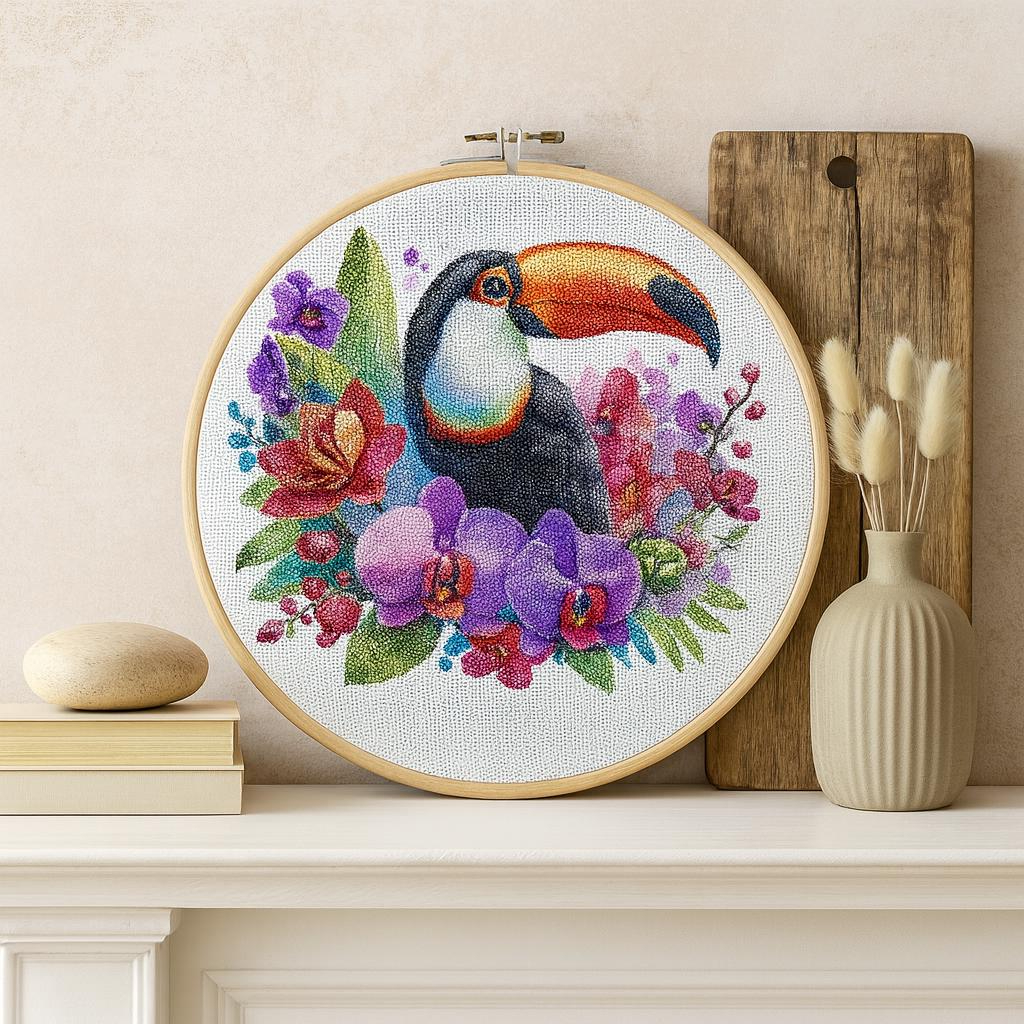 Tropical Toucan Floral DIY Bead Embroidery Kit