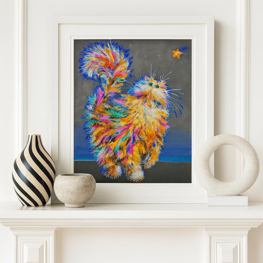Rainbow Fluffy Cat DIY Bead Embroidery Kit
