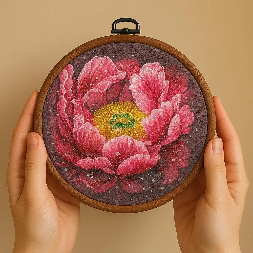 Pink Peony Bloom DIY Bead Embroidery Kit