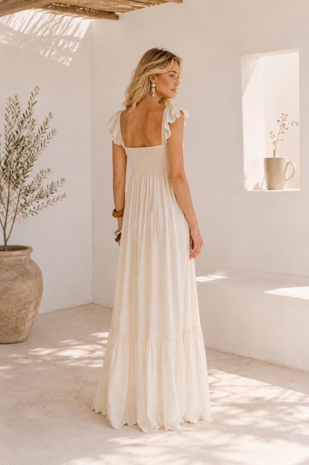Women’s Ivory Ruffle Strap Maxi Dress - Image 4