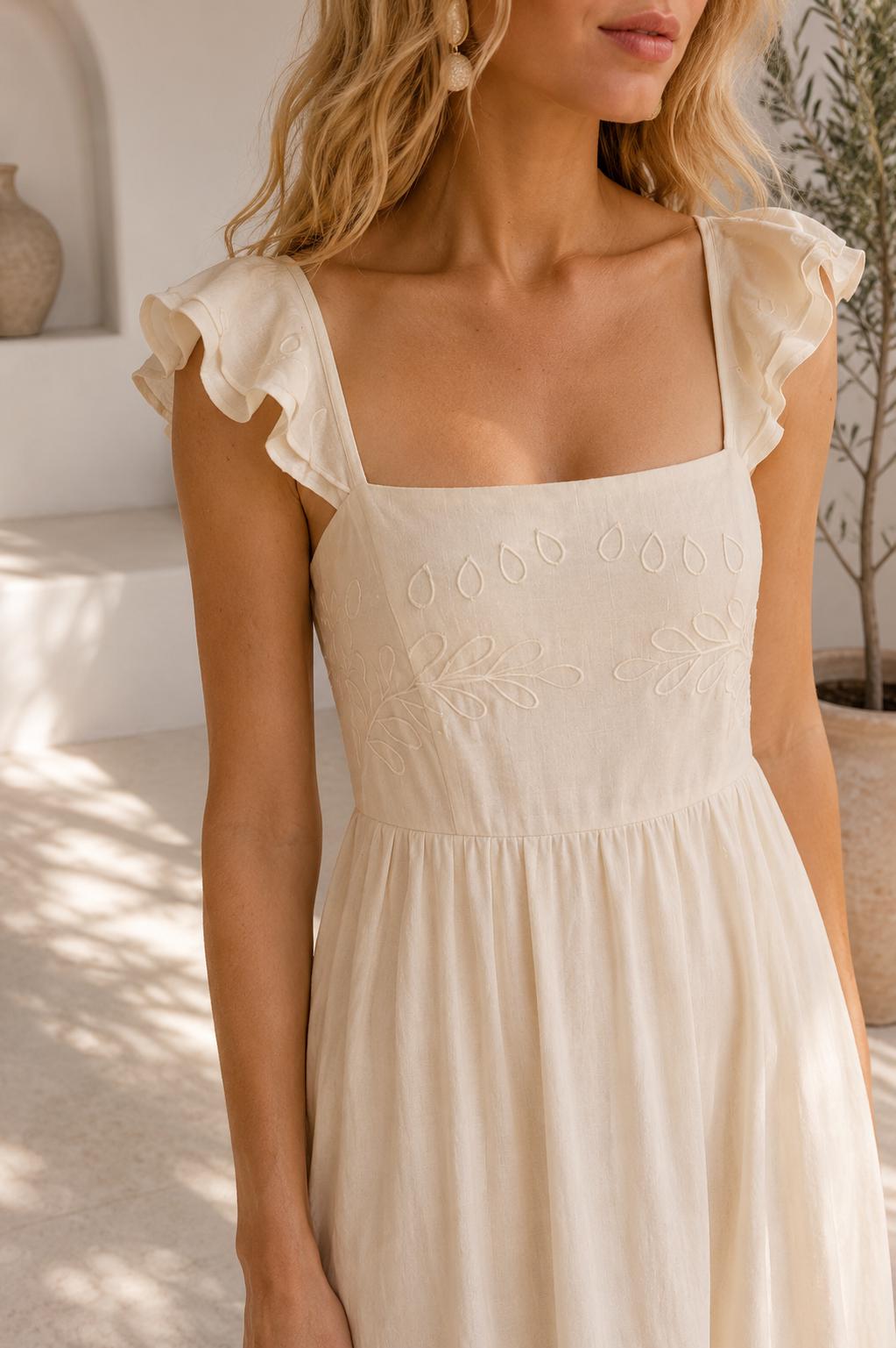 Women’s Ivory Ruffle Strap Maxi Dress - Image 2