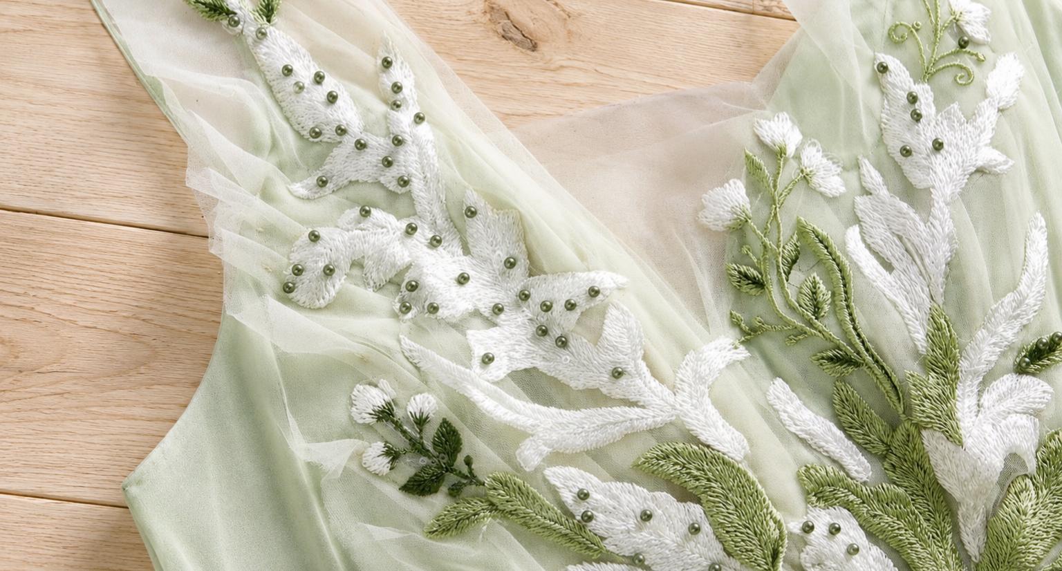 Women’s Sage Green Floral Embroidered Maxi Dress - Image 4