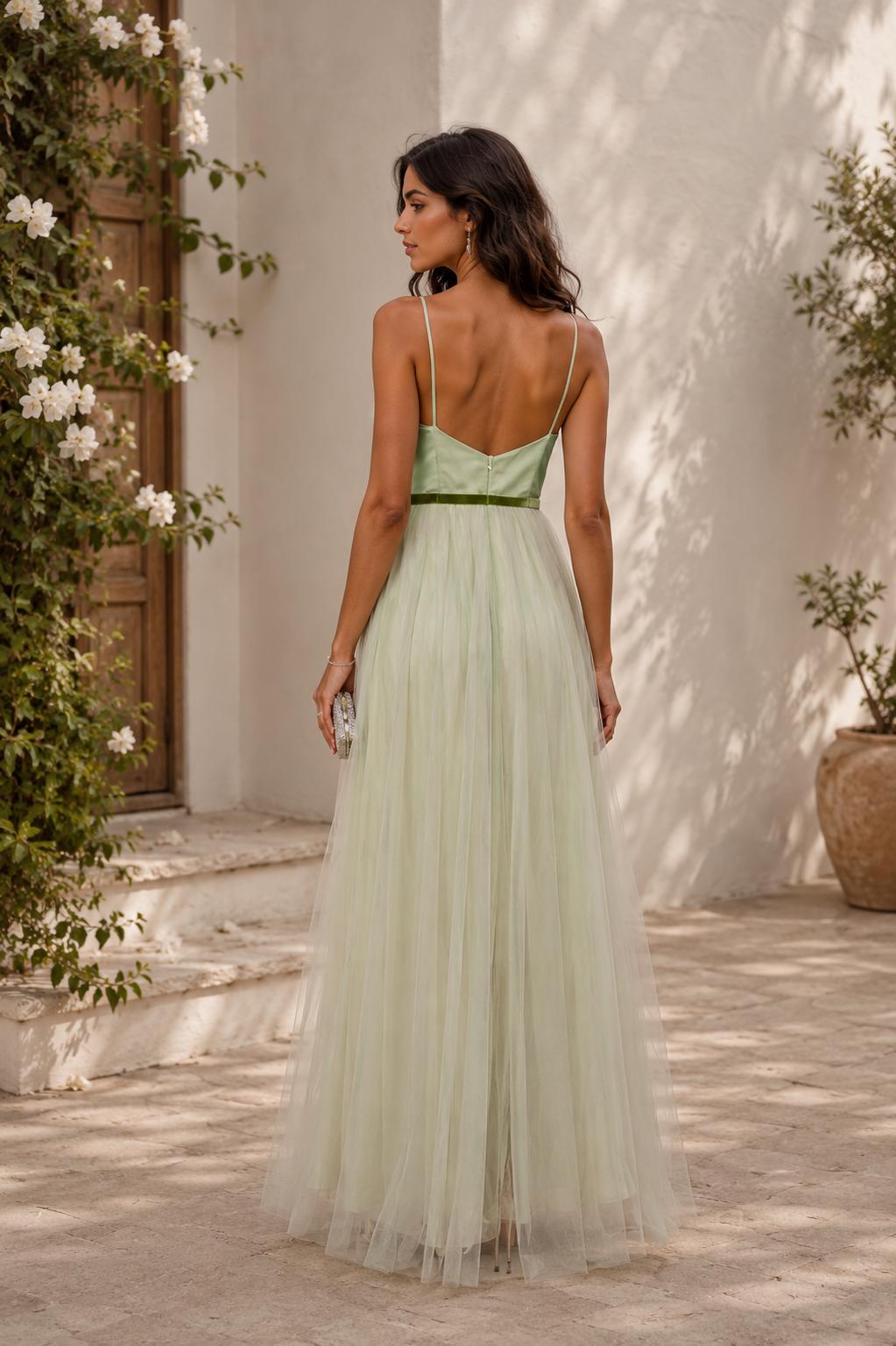 Women’s Sage Green Floral Embroidered Maxi Dress - Image 5