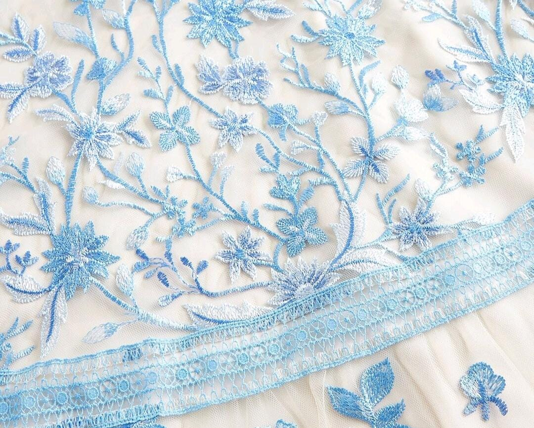 Women’s Blue Floral Embroidered Maxi Dress - Image 3