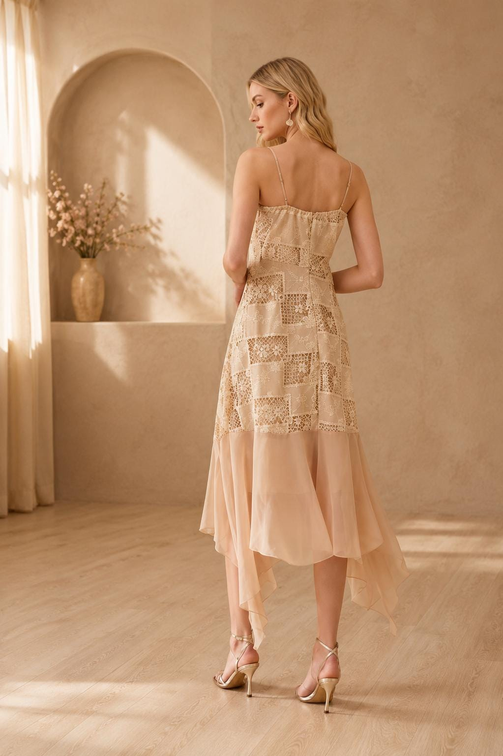 Women’s Beige Lace Corset Maxi Dress - Image 5