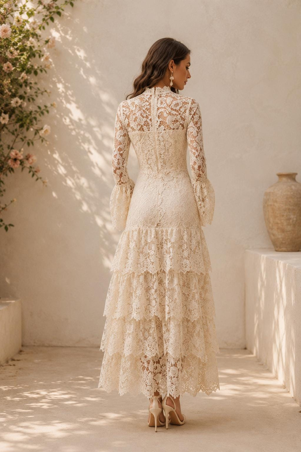 Women’s Ivory Lace Maxi Dress - Image 3