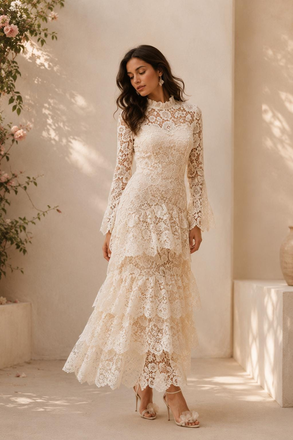 Women’s Ivory Lace Maxi Dress - Image 4
