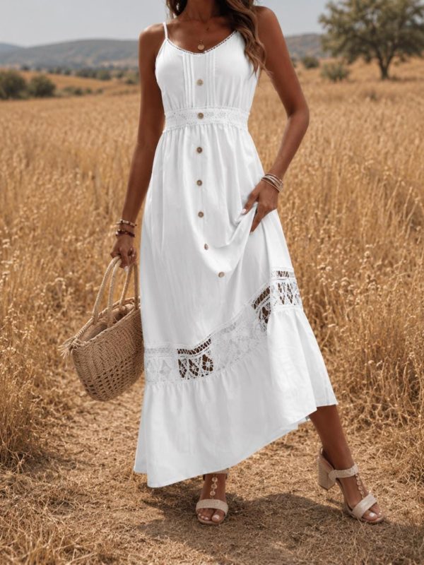 Women’s White Boho Maxi Dress