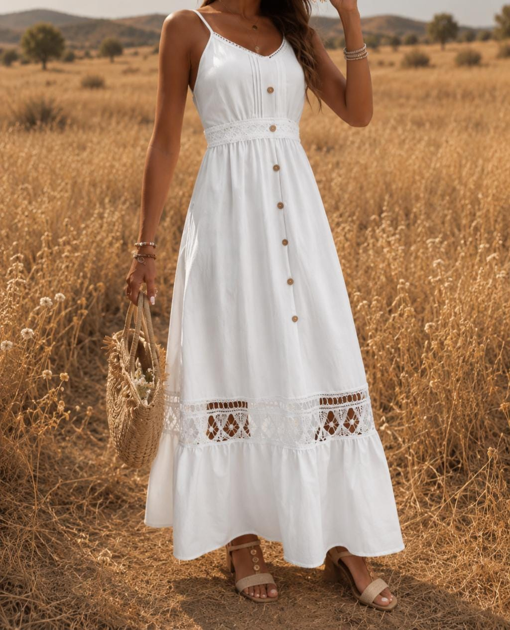 Women’s White Boho Maxi Dress - Image 3
