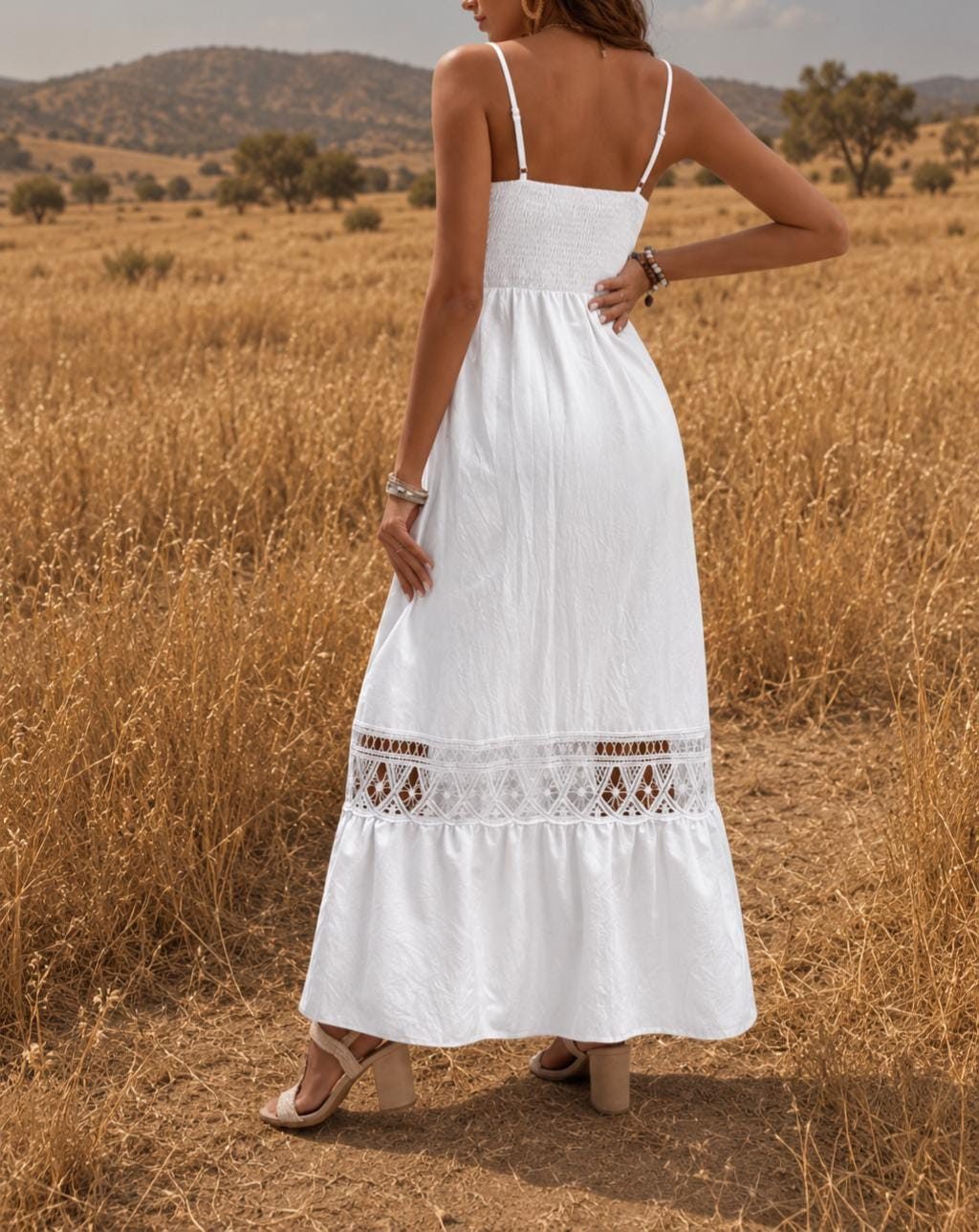 Women’s White Boho Maxi Dress - Image 2