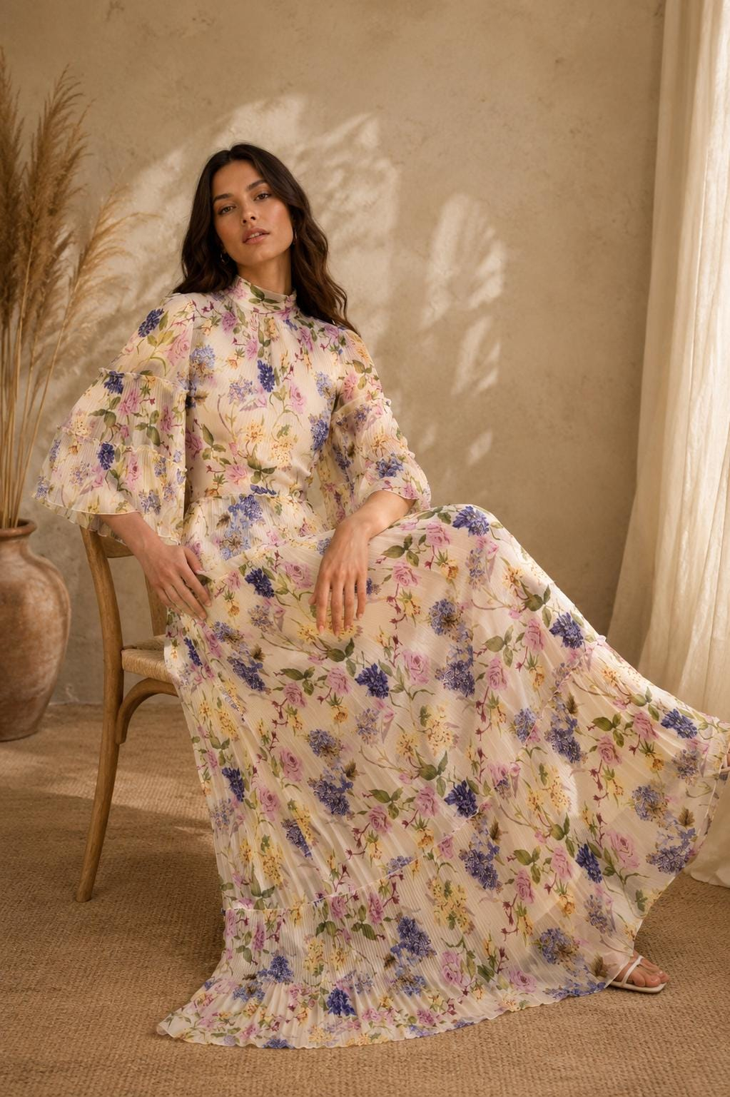 Women’s Vintage Floral Maxi Dress - Image 2