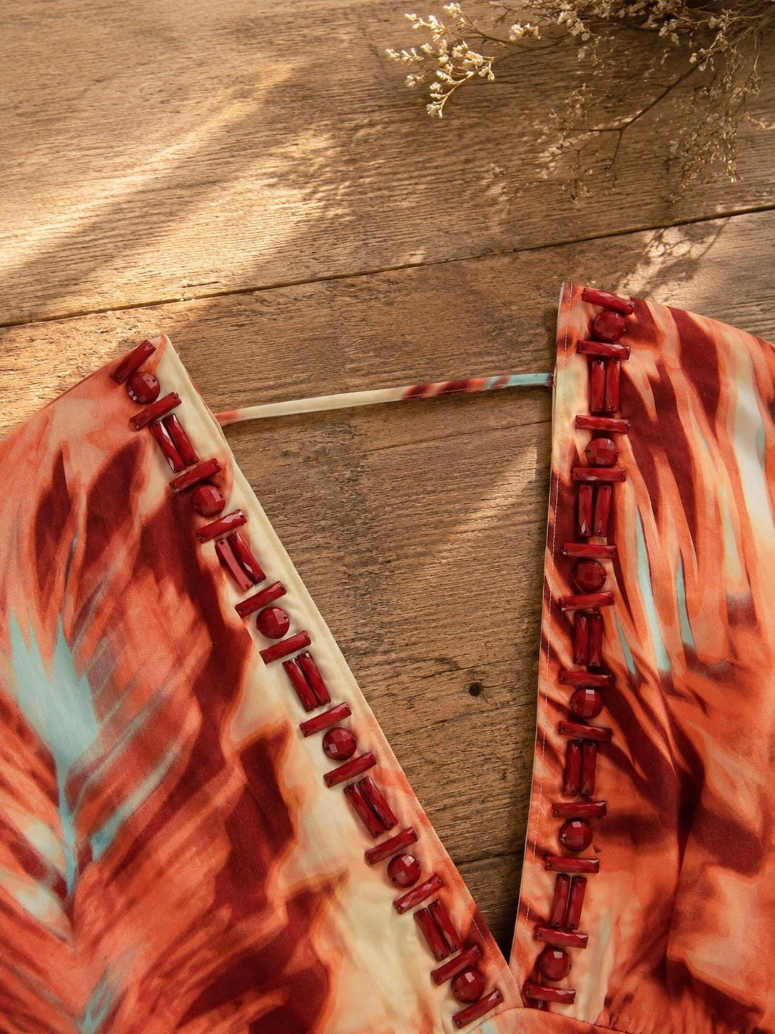 Women’s Boho Tropical Leaf Print Maxi Dress - Image 4