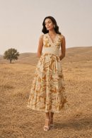 Women’s Mustard Floral Print Maxi Dress