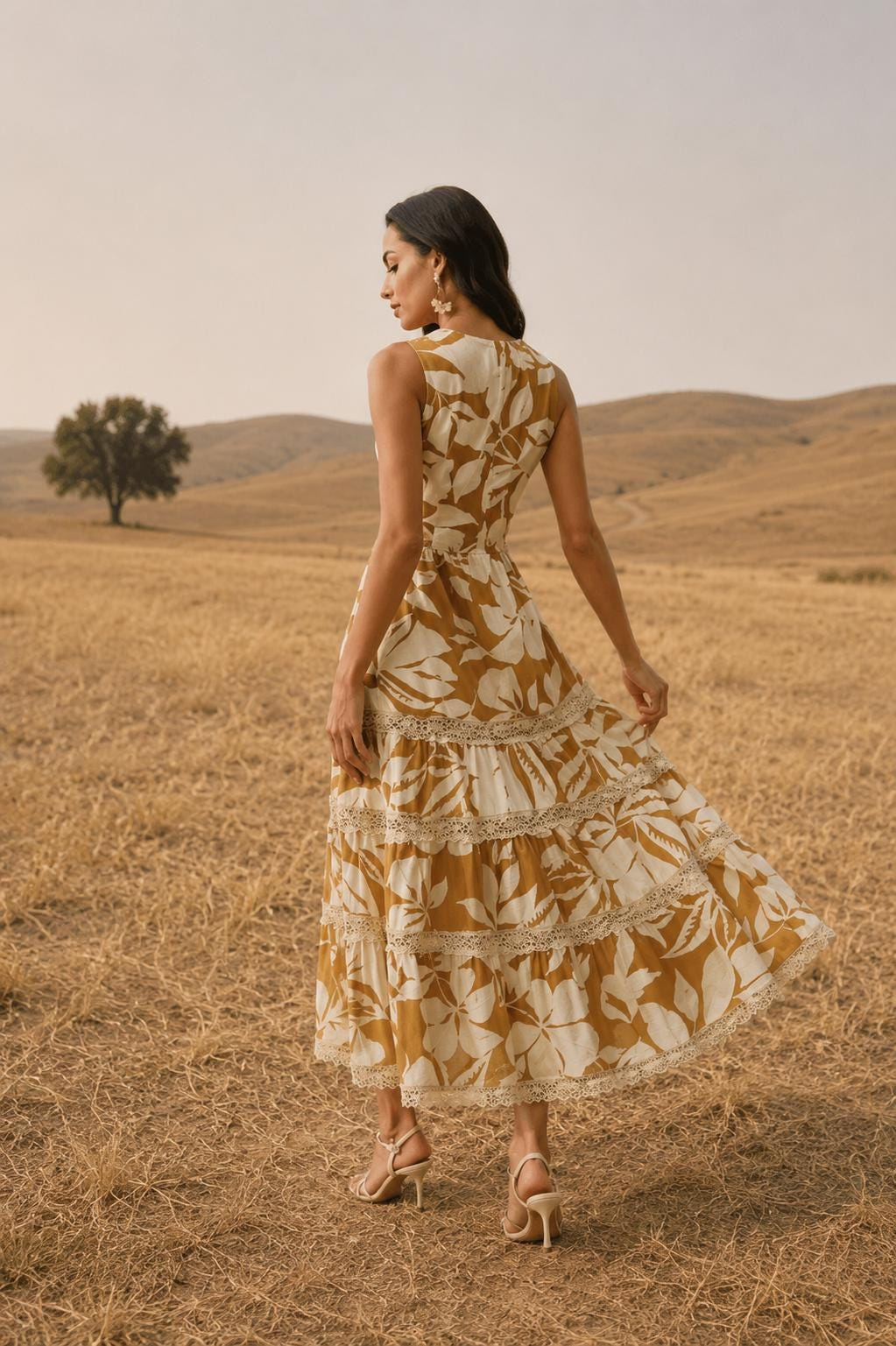 Women’s Mustard Floral Print Maxi Dress - Image 4