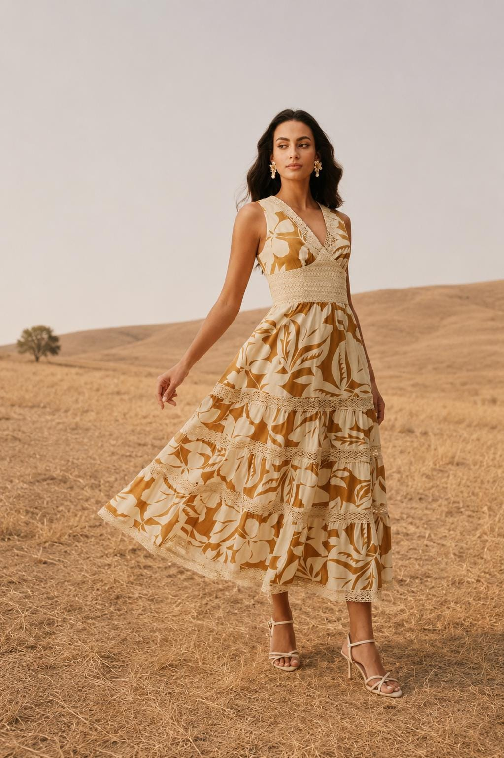 Women’s Mustard Floral Print Maxi Dress - Image 2
