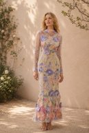 Women’s 3D Floral Applique Maxi Dress
