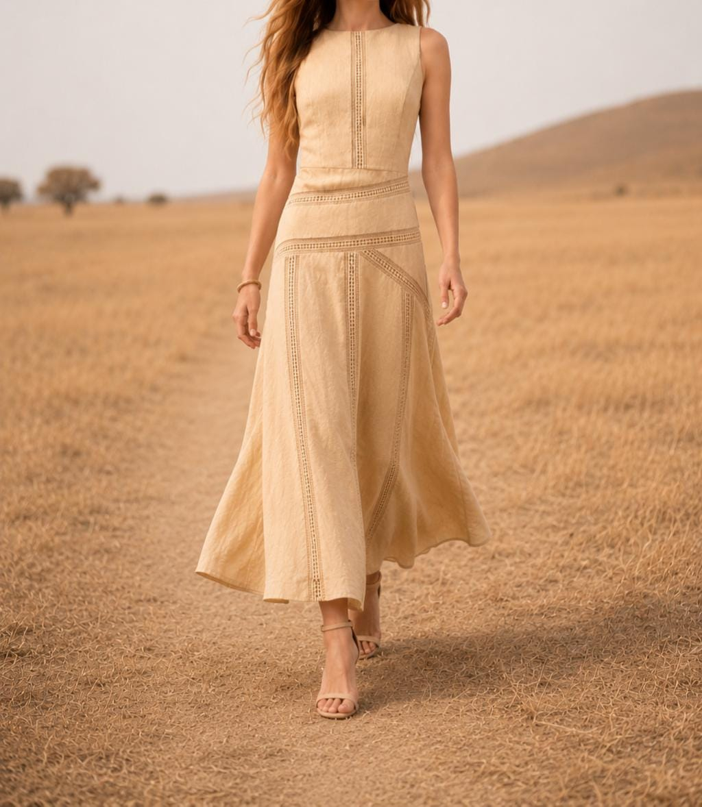 Women’s Beige Boho Maxi Dress - Image 2